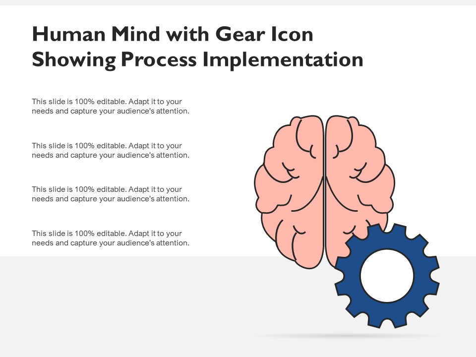 Human Mind With Gear Icon Showing Process Implementation Ppt PowerPoint Presentation Pictures Visuals PDF