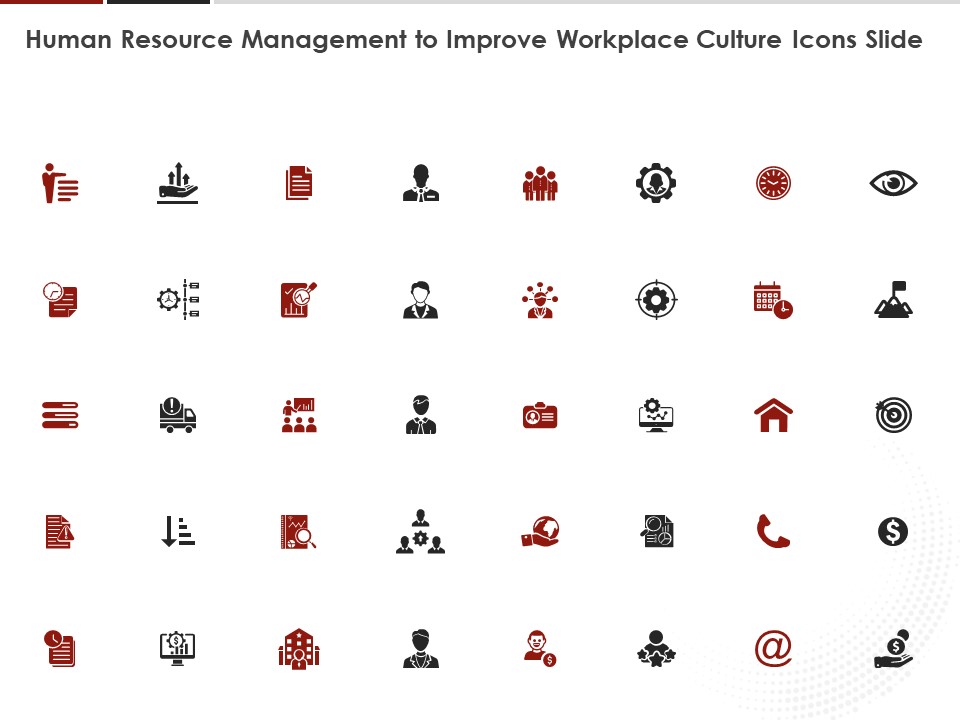 Human Resource Management To Improve Workplace Culture Icons Slide Ppt Infographic Template Template PDF