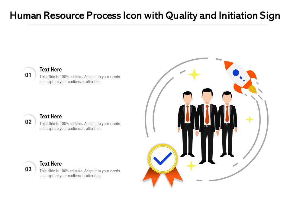 Human Resource Process Icon With Quality And Initiation Sign Ppt PowerPoint Presentation Gallery Smartart PDF