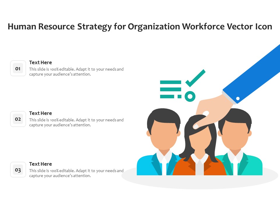 Human Resource Strategy For Organization Workforce Vector Icon Ppt PowerPoint Presentation Picture PDF