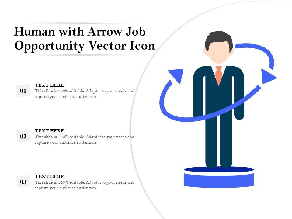 Human With Arrow Job Opportunity Vector Icon Ppt PowerPoint Presentation Portfolio Maker PDF