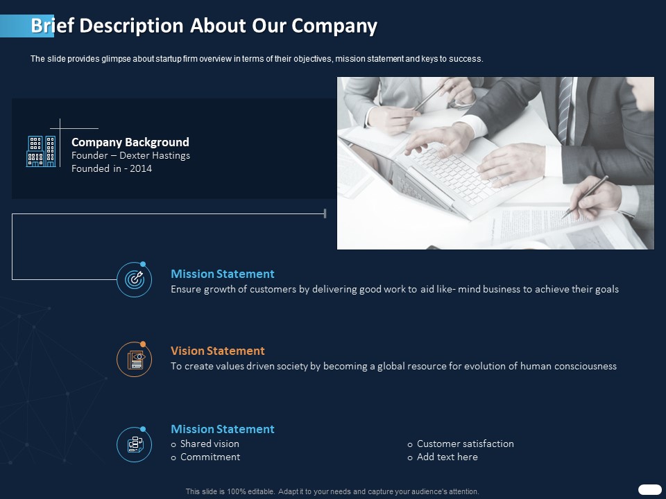 ITIL Strategy Service Excellence Brief Description About Our Company Ppt PowerPoint Presentation File Graphics Design PDF