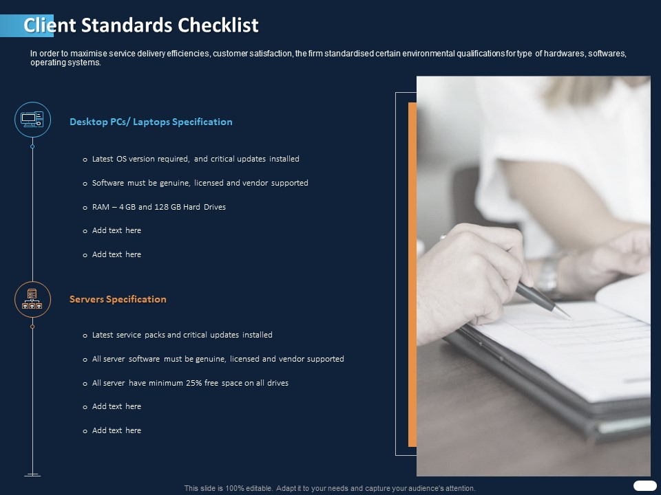 ITIL Strategy Service Excellence Client Standards Checklist Ppt PowerPoint Presentation Ideas Infographics PDF