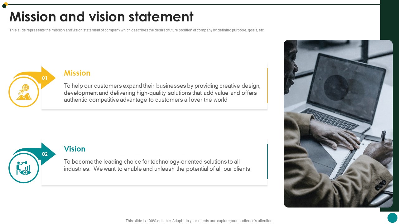 IT Services And Consulting Company Profile Mission And Vision Statement Ideas PDF