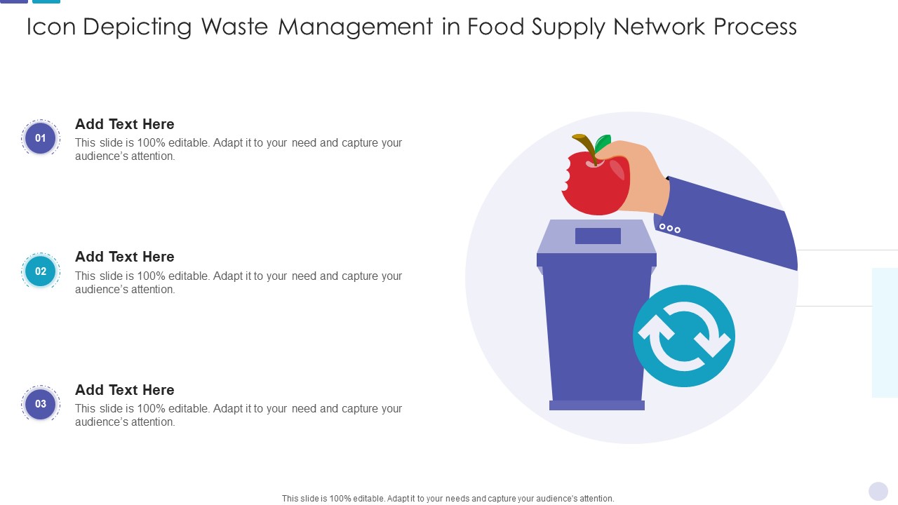 Icon Depicting Waste Management In Food Supply Network Process Structure PDF