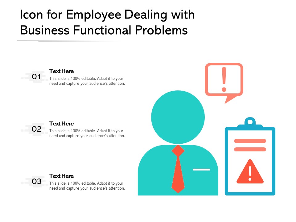 Icon For Employee Dealing With Business Functional Problems Ppt PowerPoint Presentation File Vector PDF