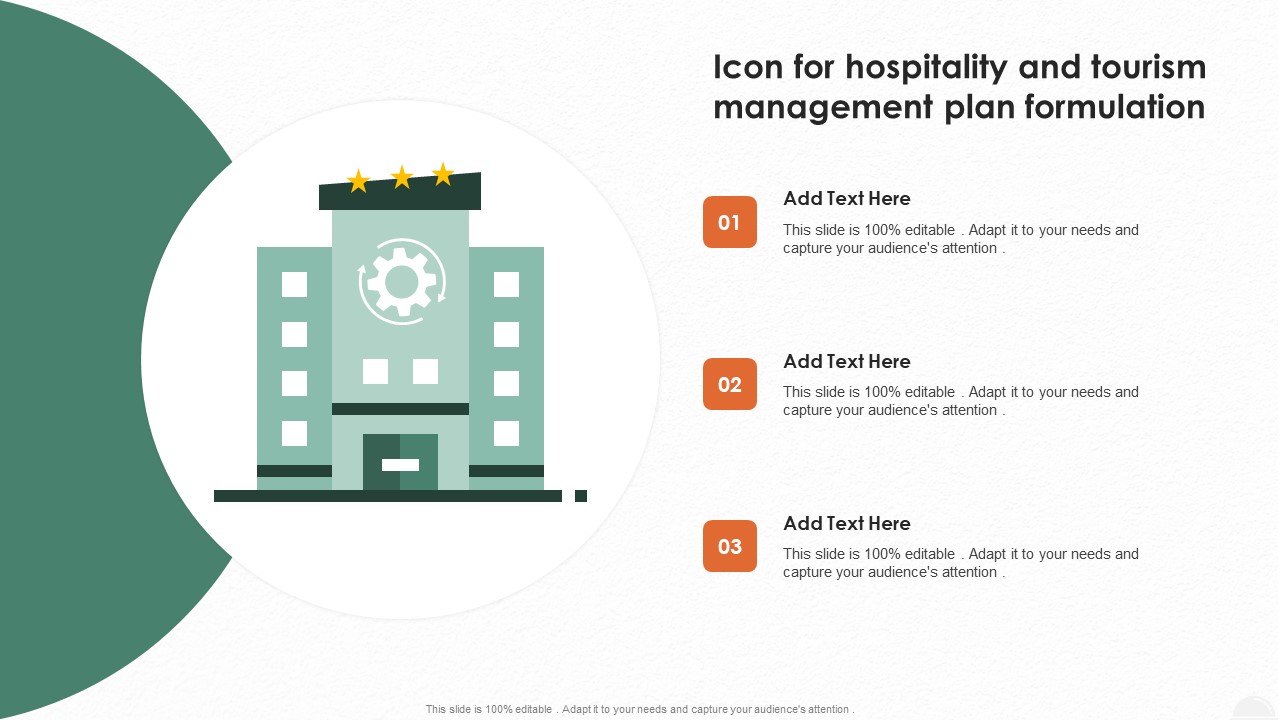 Icon For Hospitality And Tourism Management Plan Formulation Mockup PDF
