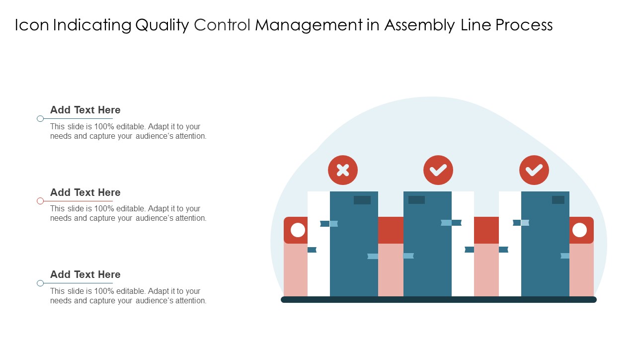 Icon Indicating Quality Control Management In Assembly Line Process Portrait PDF