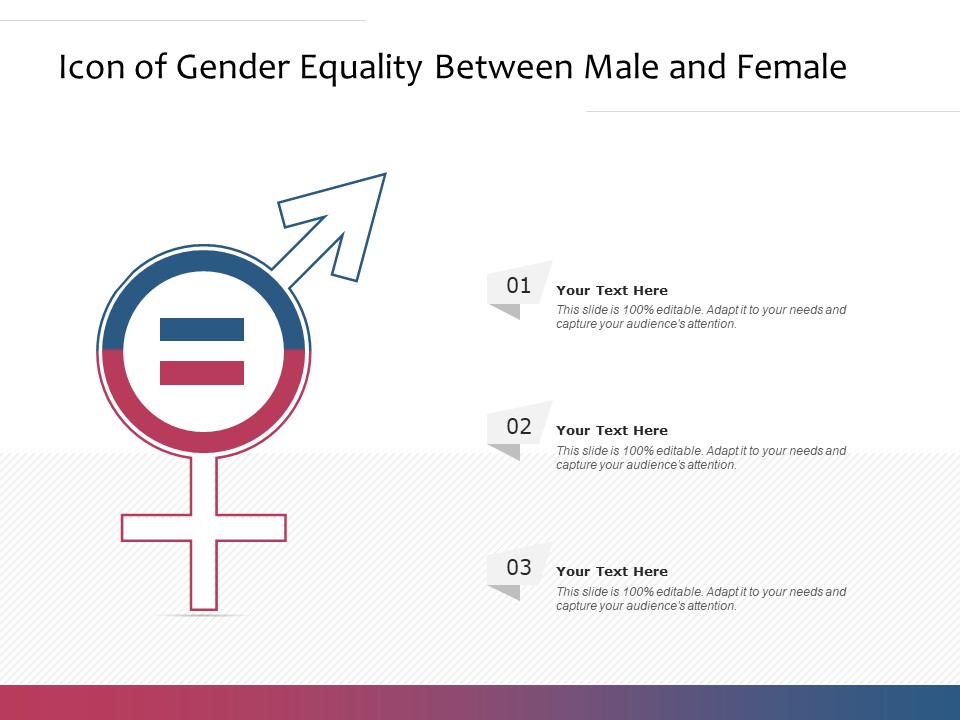 Icon Of Gender Equality Between Male And Female Ppt PowerPoint Presentation Slides Designs PDF