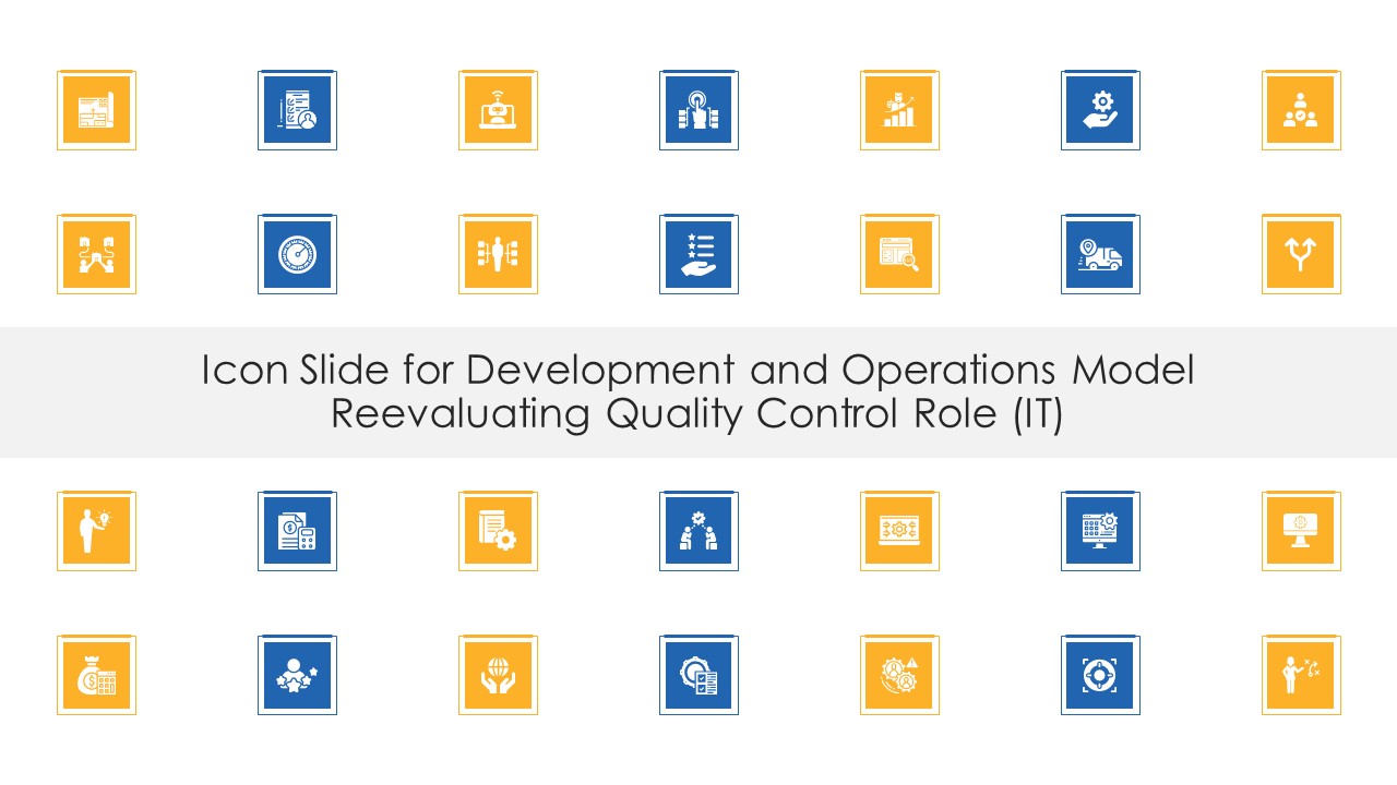 Icon Slide For Development And Operations Model Reevaluating Quality Control Role IT Mockup PDF