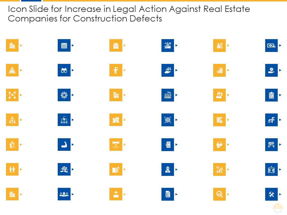Icon Slide For Increase In Legal Action Against Real Estate Companies For Construction Defects Ppt Outline Elements PDF