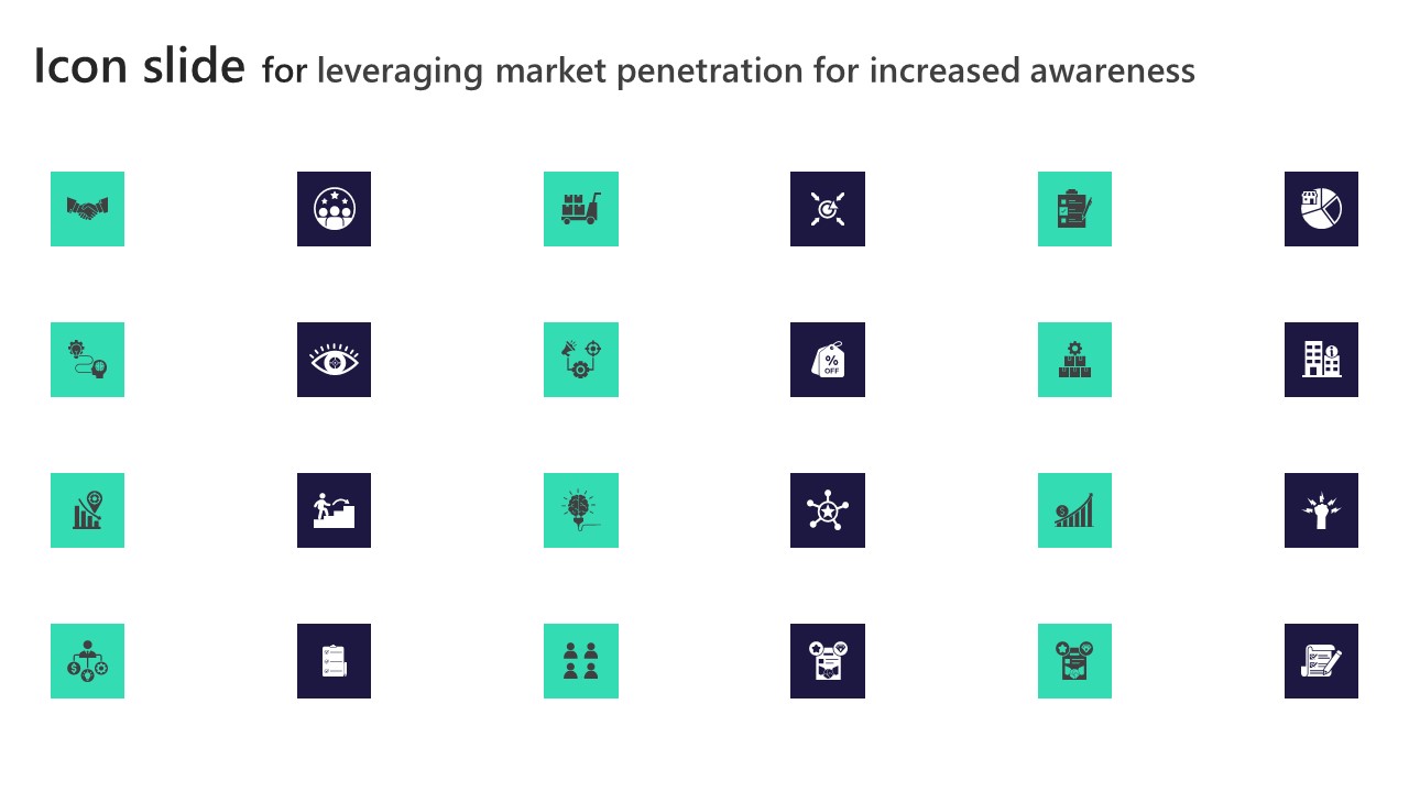 Icon Slide For Leveraging Market Penetration For Increased Awareness Professional PDF