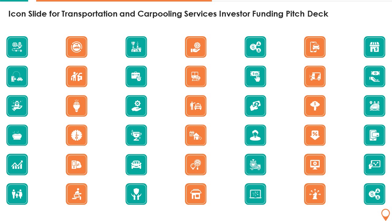 Icon Slide For Transportation And Carpooling Services Investor Funding Pitch Deck Rules PDF