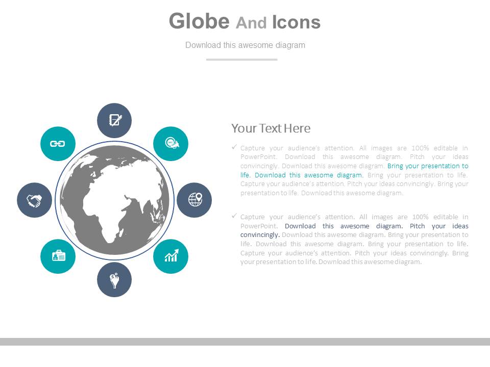 Icons Around Globe For Market Research Powerpoint Template