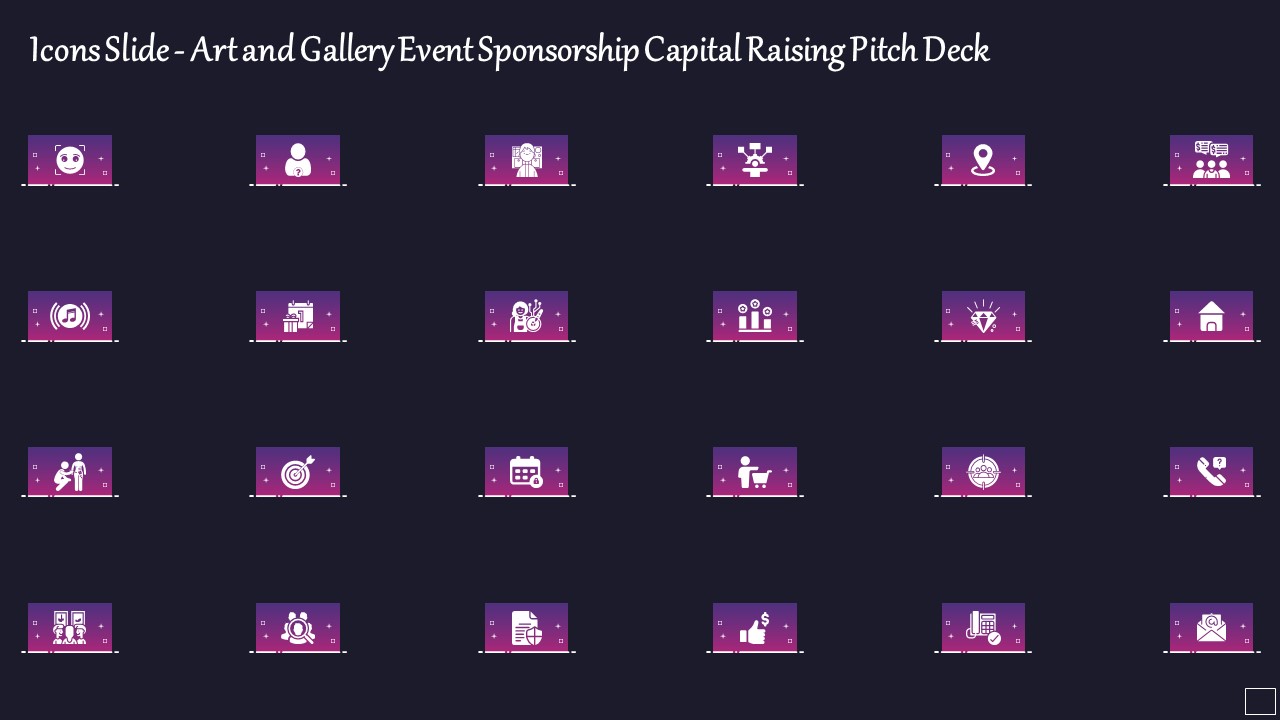 Icons Slide Art And Gallery Event Sponsorship Capital Raising Pitch Deck Clipart PDF Designs PDF