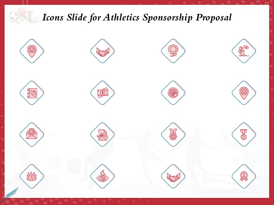 Icons Slide For Athletics Sponsorship Proposal Ppt PowerPoint Presentation Model Samples PDF