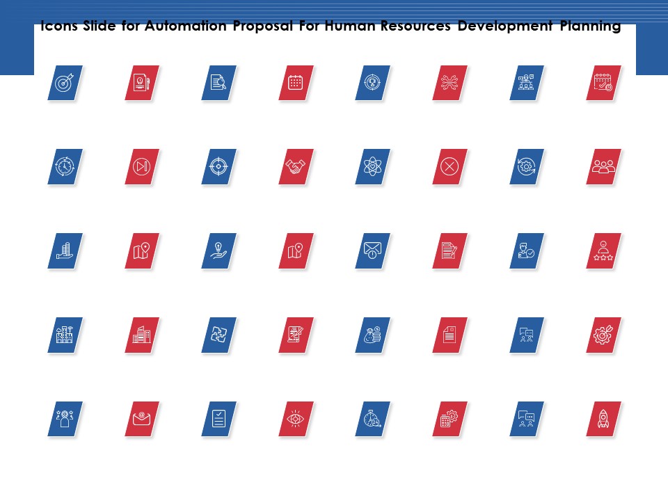 Icons Slide For Automation Proposal For Human Resources Development Planning Ppt PowerPoint Presentation Infographics Deck PDF