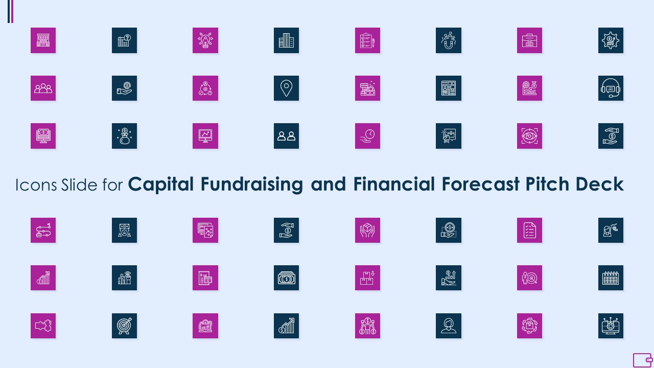 Icons Slide For Capital Fundraising And Financial Forecast Pitch Deck Template PDF