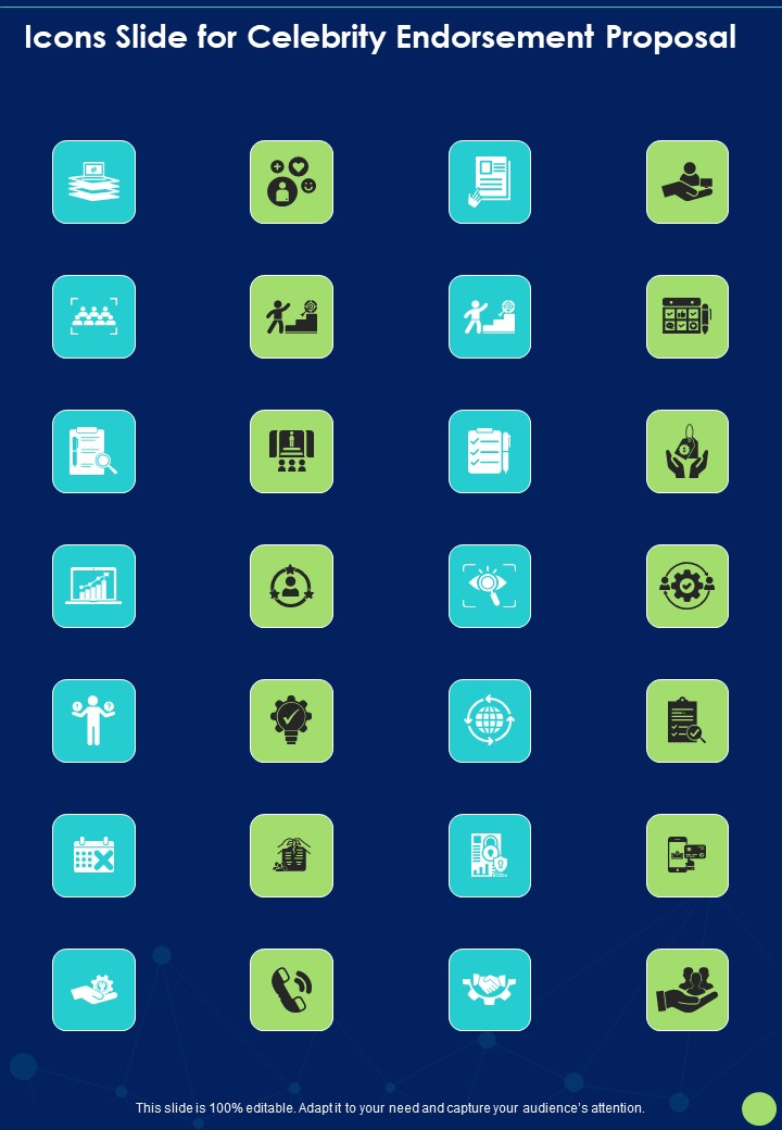 Icons Slide For Celebrity Endorsement Proposal One Pager Sample Example Document