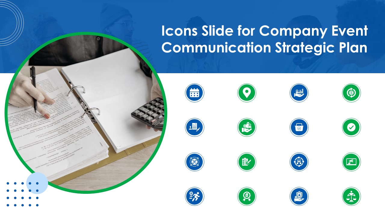 Icons Slide For Company Event Communication Strategic Plan Download PDF