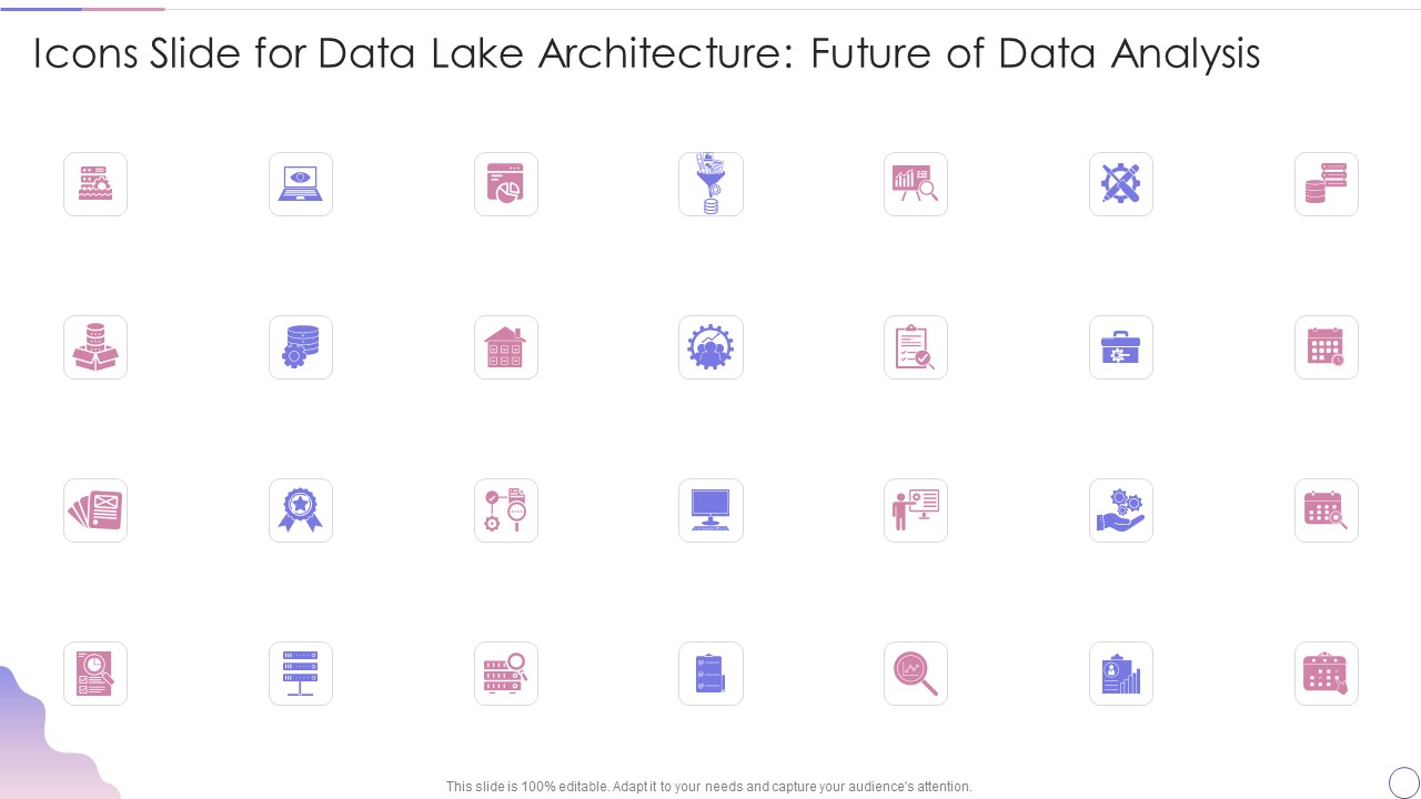 Icons Slide For Data Lake Architecture Future Of Data Analysis Slides PDF