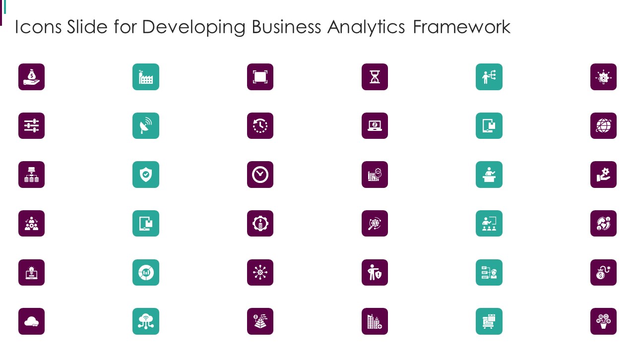 Icons Slide For Developing Business Analytics Framework Clipart PDF
