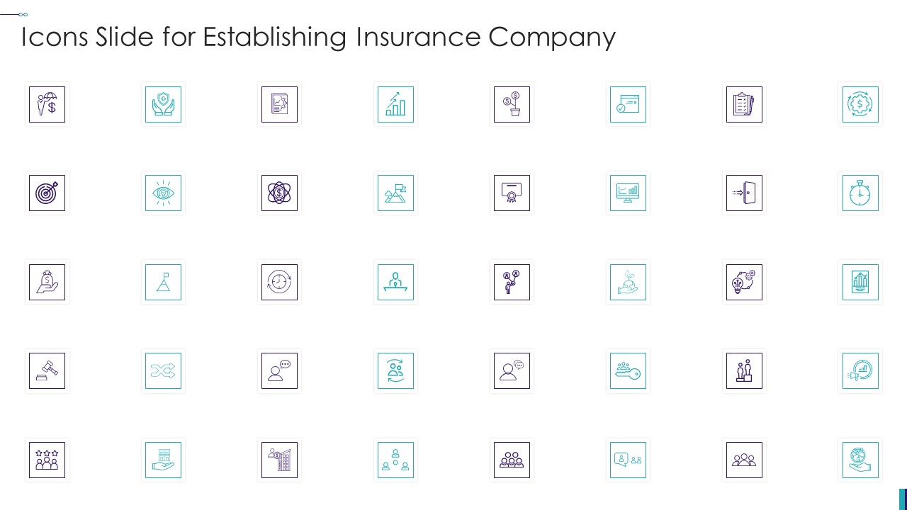 Icons Slide For Establishing Insurance Company Ppt PowerPoint Presentation Gallery Background Designs PDF