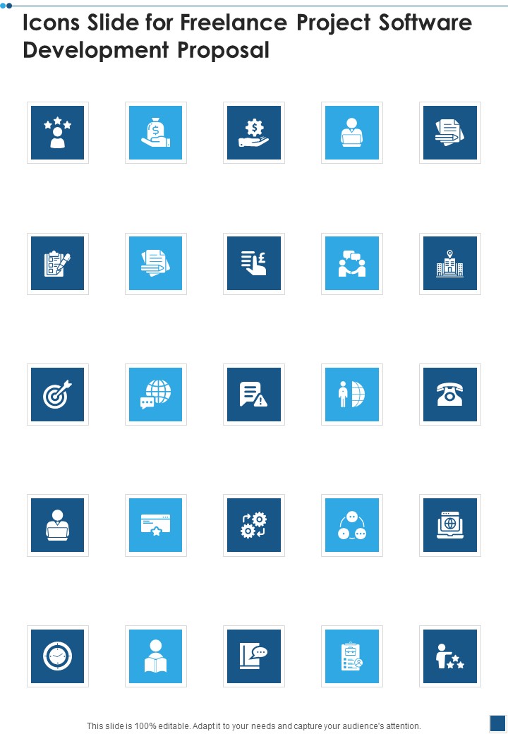 Icons Slide For Freelance Project Software Development Proposal One Pager Sample Example Document