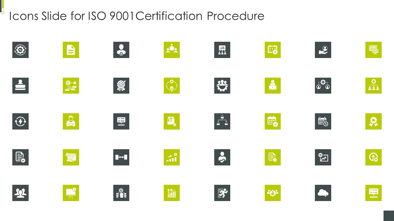 Icons Slide For ISO 9001Certification Procedure Structure PDF