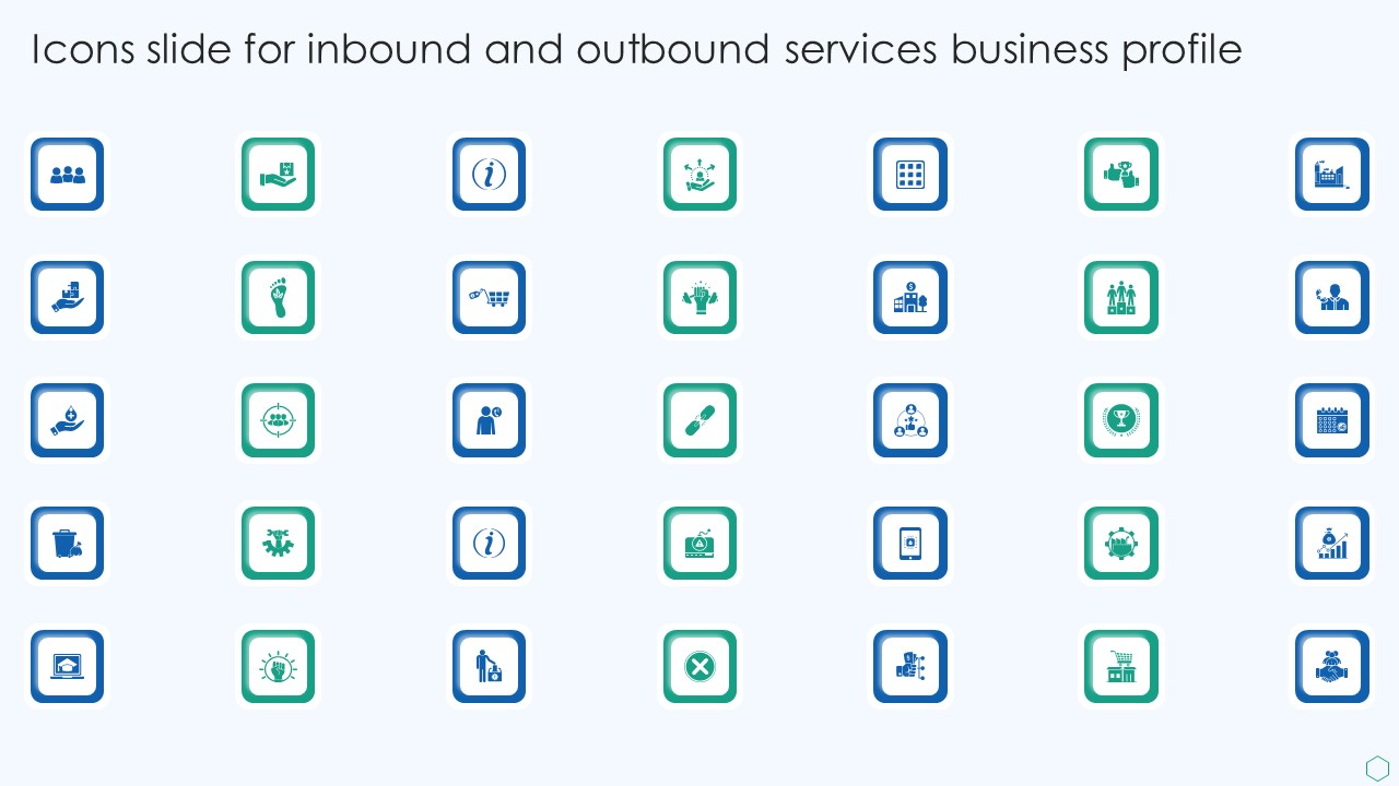 Icons Slide For Inbound And Outbound Services Business Profile Structure PDF