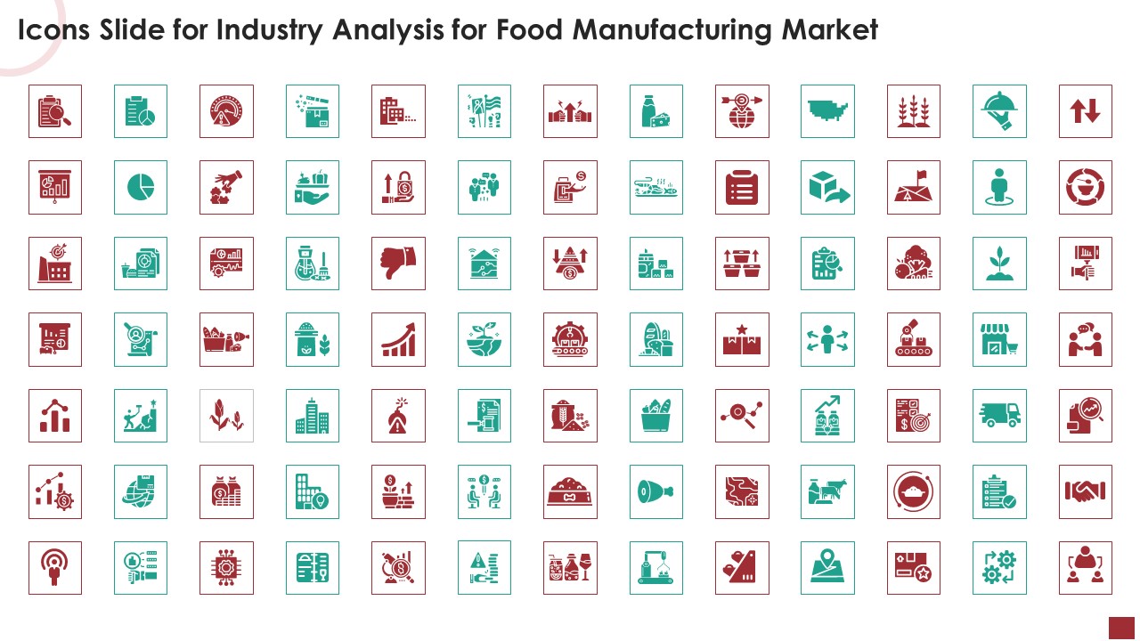 Icons Slide For Industry Analysis For Food Manufacturing Market Icons PDF