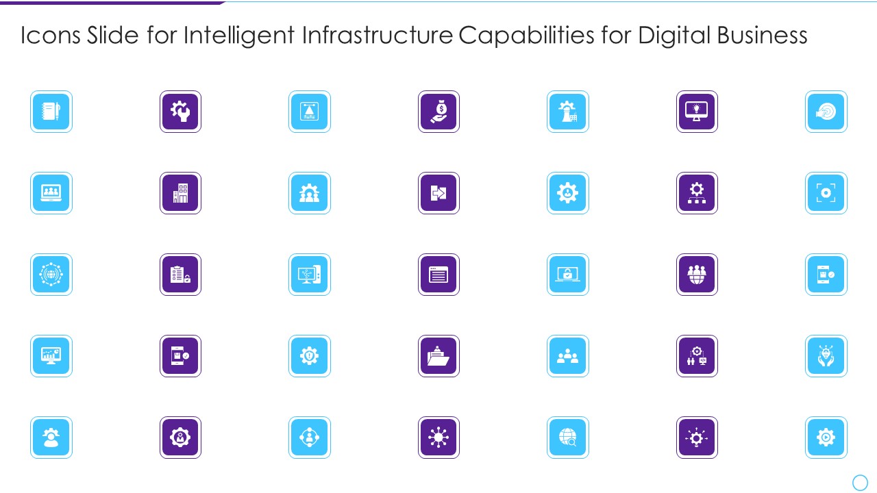 Icons Slide For Intelligent Infrastructure Capabilities For Digital Business Brochure PDF