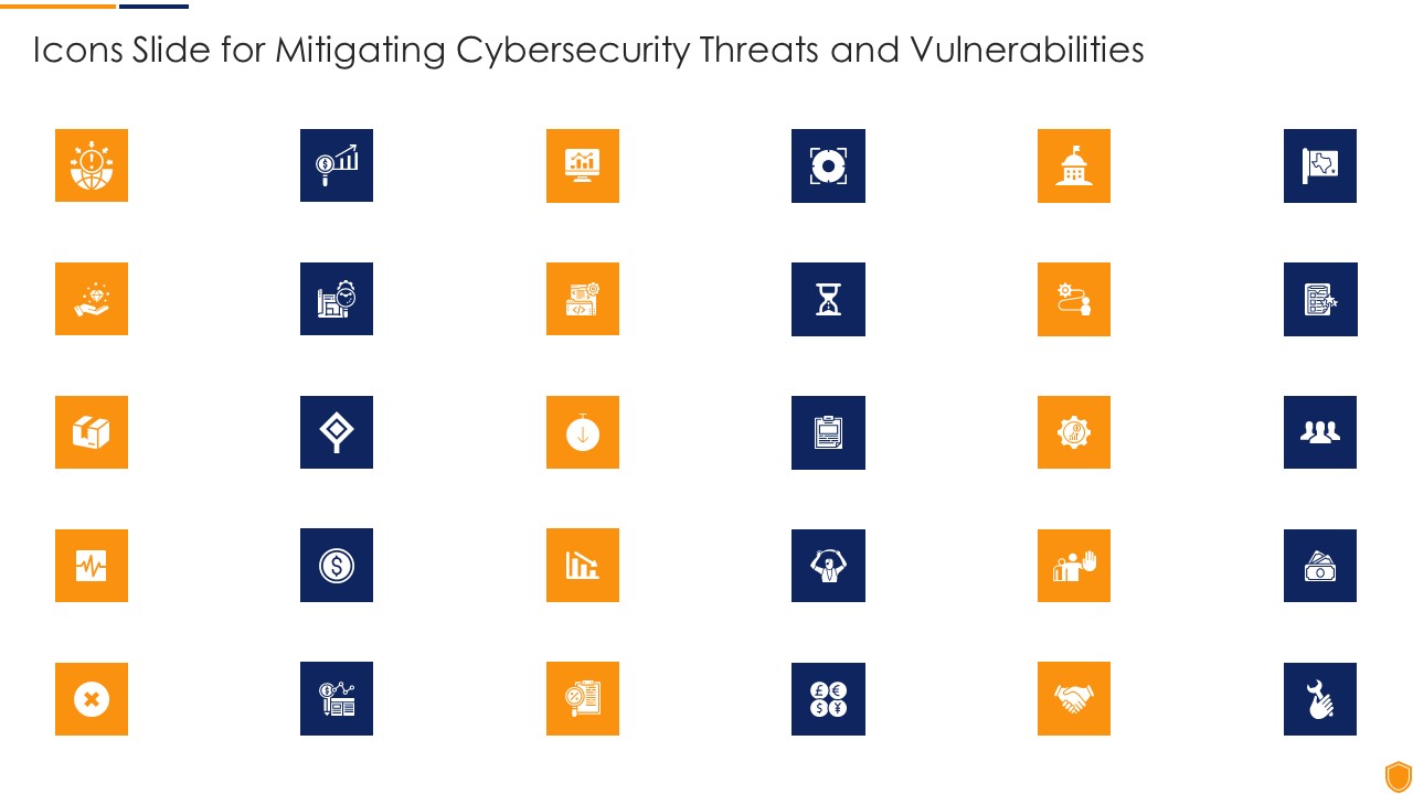 Icons Slide For Mitigating Cybersecurity Threats And Vulnerabilities Microsoft PDF