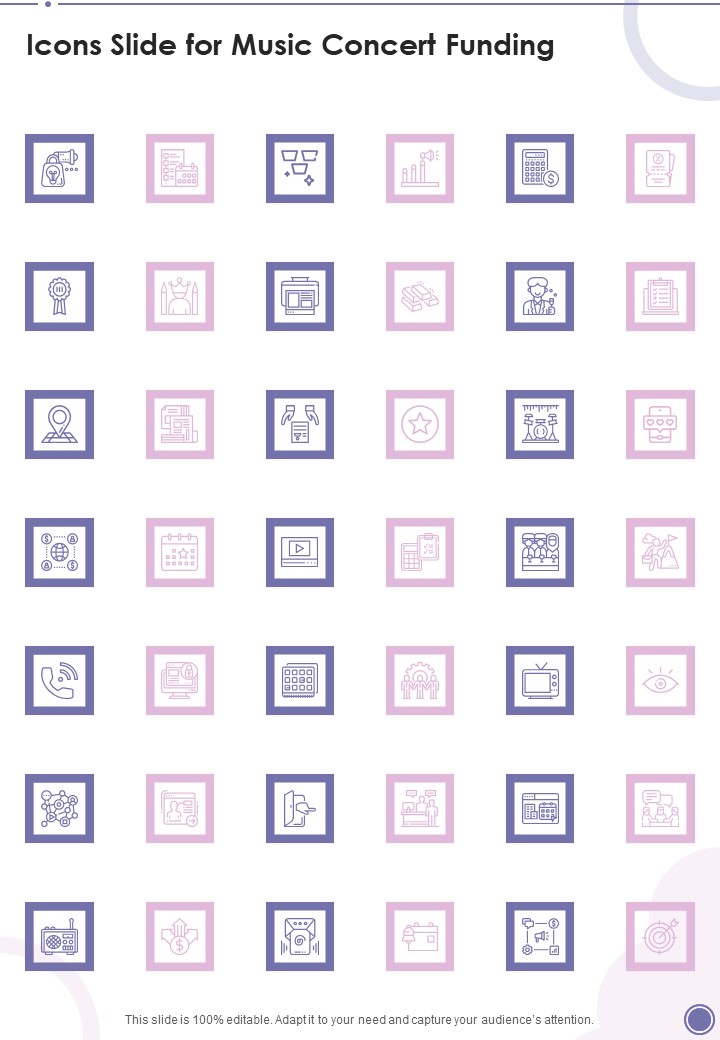 Icons Slide For Music Concert Funding One Pager Sample Example Document