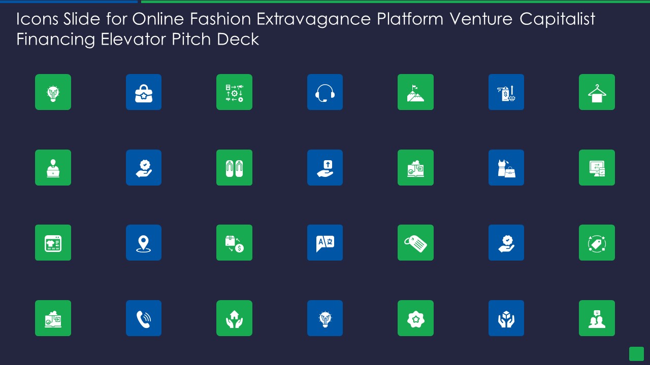 Icons Slide For Online Fashion Extravagance Platform Venture Capitalist Financing Elevator Pitch Deck Infographics PDF