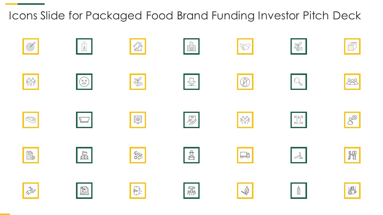Icons Slide For Packaged Food Brand Funding Investor Pitch Deck Pitch Deck Graphics PDF