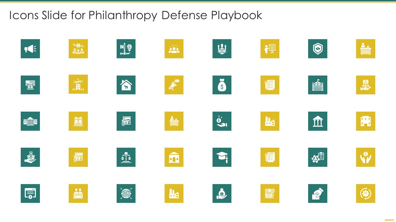 Icons Slide For Philanthropy Defense Playbook Structure PDF