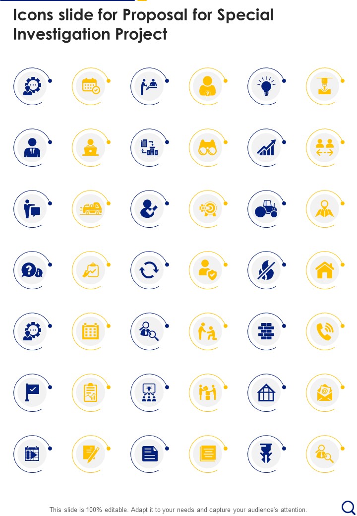 Icons Slide For Proposal For Special Investigation Project One Pager Sample Example Document