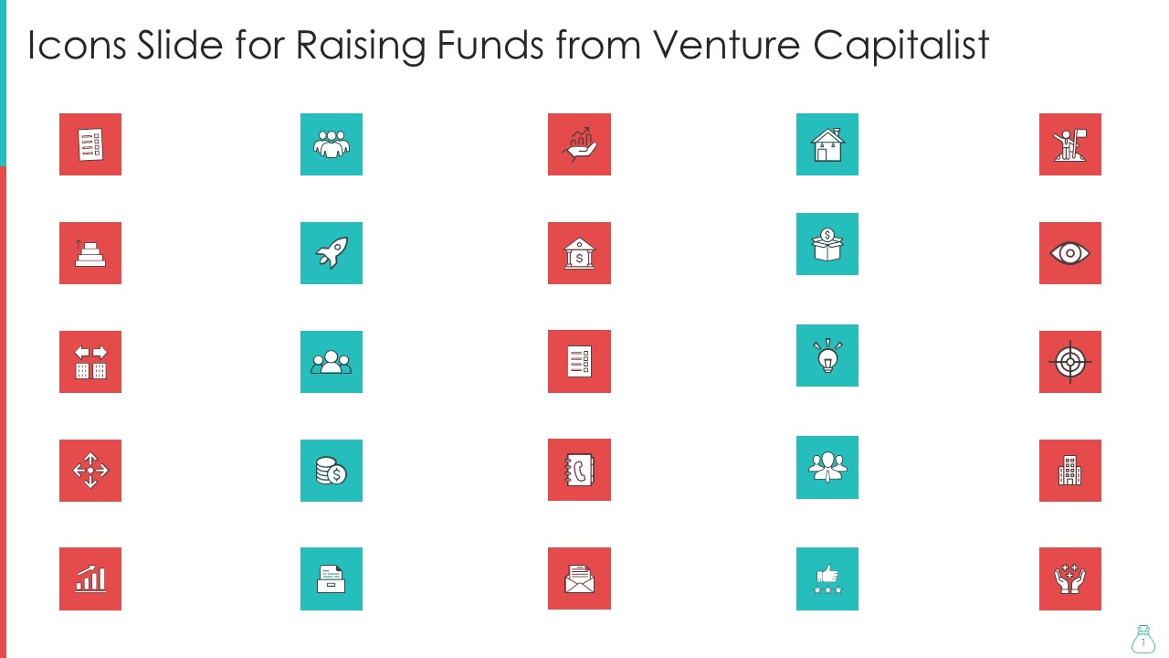 Icons Slide For Raising Funds From Venture Capitalist Mockup PDF