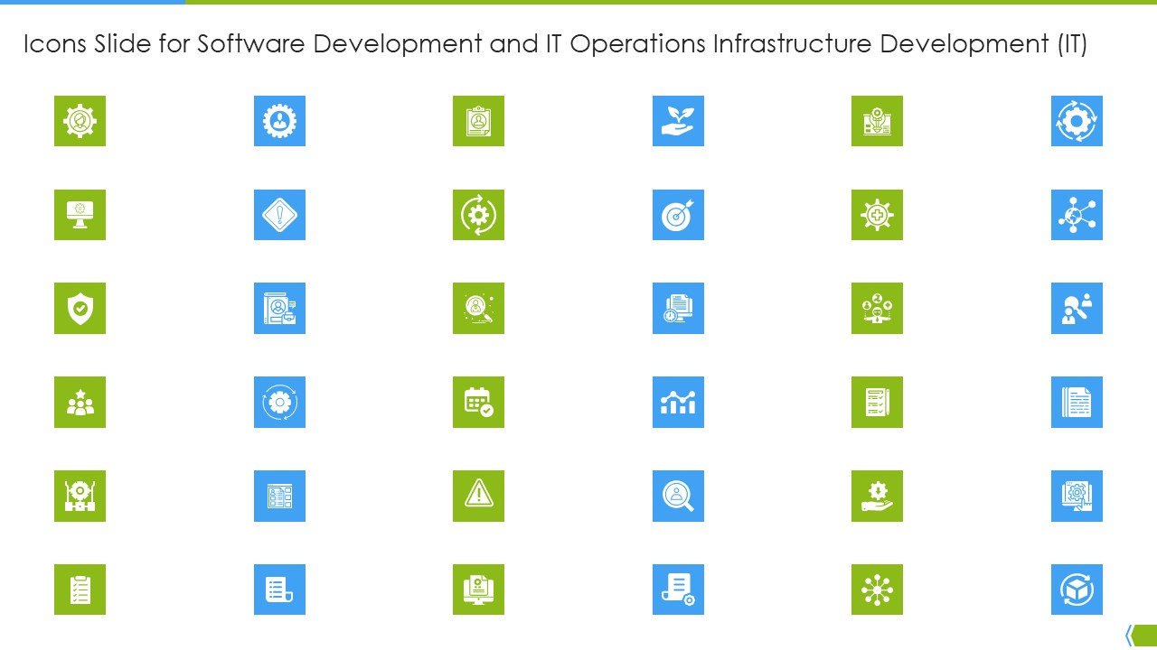 Icons Slide For Software Development And IT Operations Infrastructure Development IT Background PDF