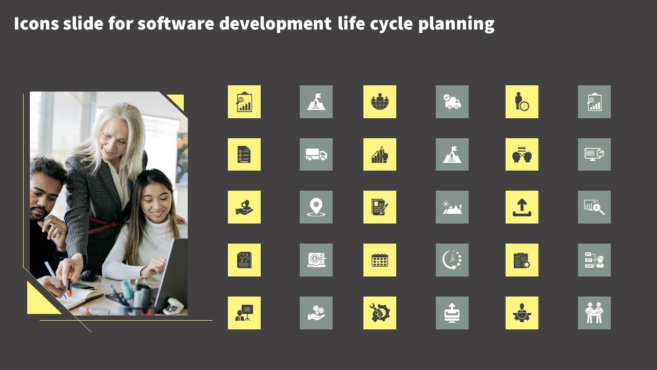 Icons Slide For Software Development Life Cycle Planning Formats PDF
