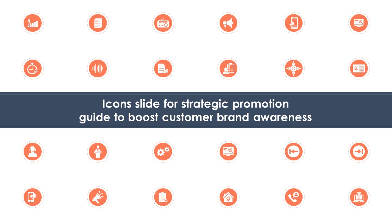 Icons Slide For Strategic Promotion Guide To Boost Customer Brand Awareness Information PDF
