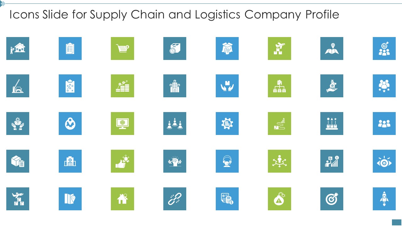 Icons Slide For Supply Chain And Logistics Company Profile Diagrams PDF