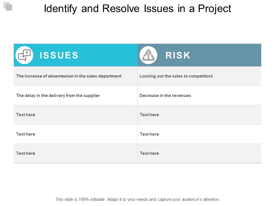 Identify And Resolve Issues In A Project Ppt PowerPoint Presentation Outline Slides