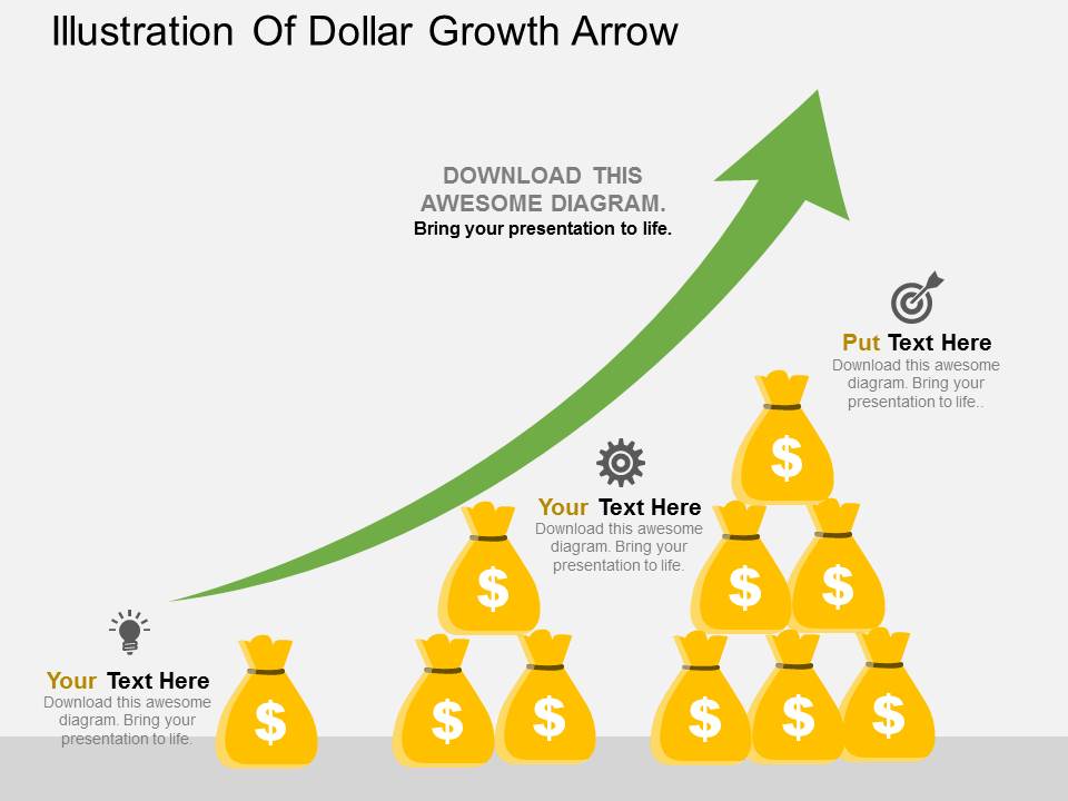 Illustration Of Dollar Growth Arrow Powerpoint Template