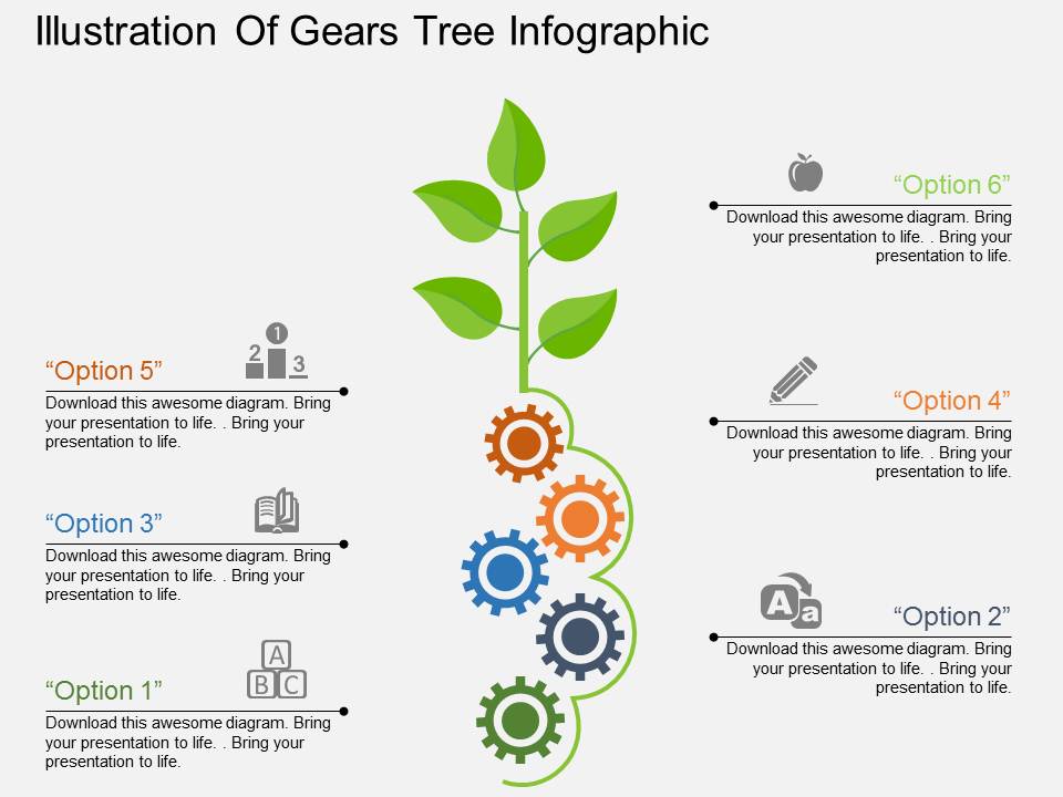 Illustration Of Gears Tree Infographic Powerpoint Templates