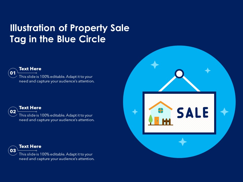 Illustration Of Property Sale Tag In The Blue Circle Ppt PowerPoint Presentation Gallery Pictures PDF