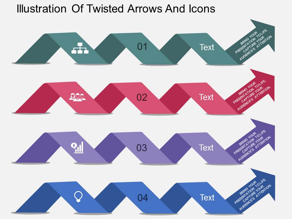Illustration Of Twisted Arrows And Icons Powerpoint Template