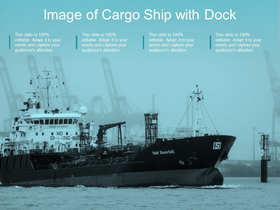 Image Of Cargo Ship With Dock Ppt Powerpoint Presentation File Smartart