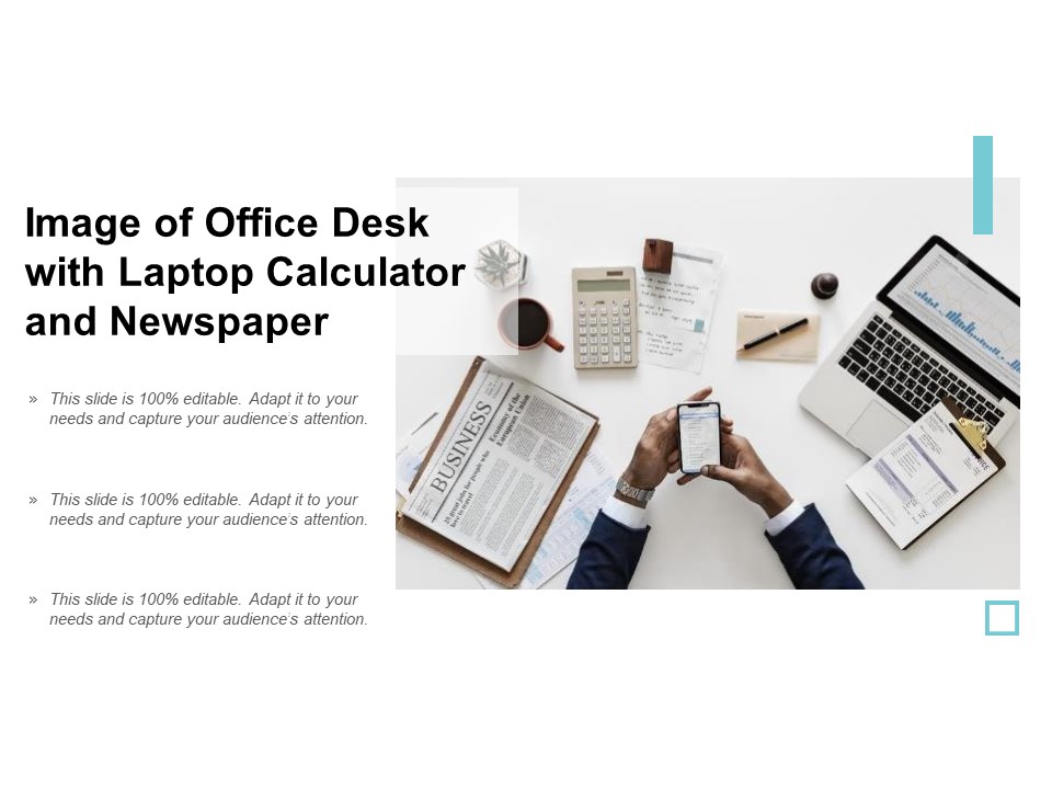 Image Of Office Desk With Laptop Calculator And Newspaper Ppt PowerPoint Presentation Professional Show